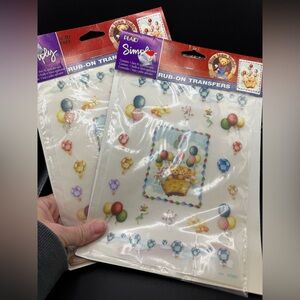 VTG Sealed Plaid Simply Rub-On Transfers Teddy Bear Birthday Baby Shower NEW